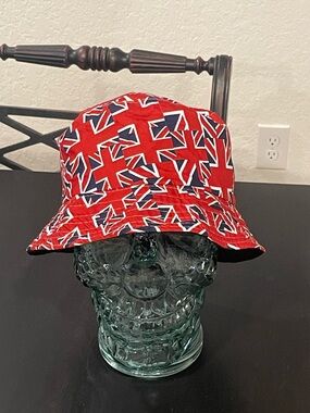 Kids Red Union Jack Print Bucket Hat - Youth Sun Hat